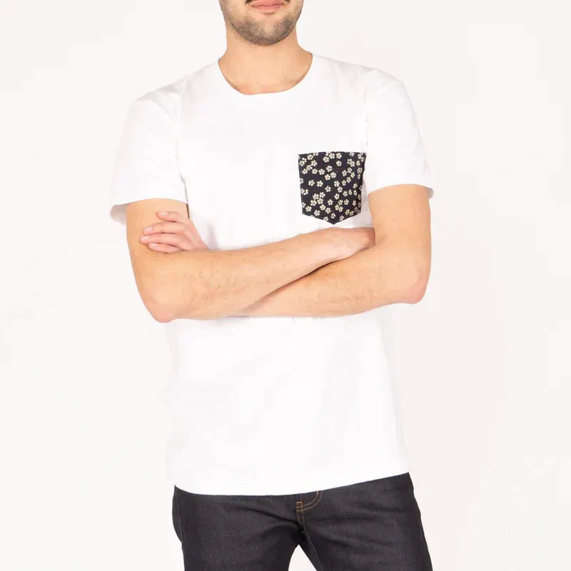 Pocket Tee (White   Kimono Flowers   Navy)