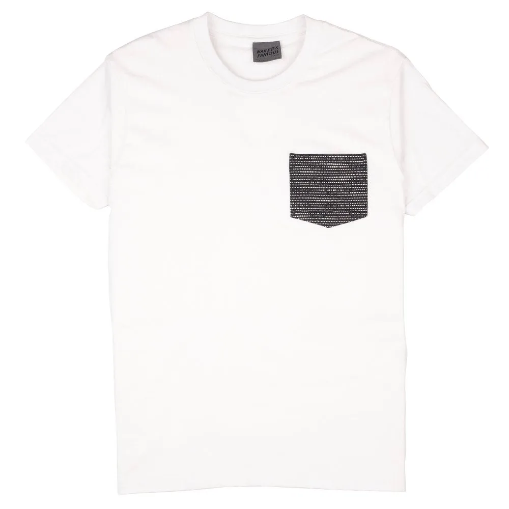 Pocket Tee (White   Slub Sashiko Denim)