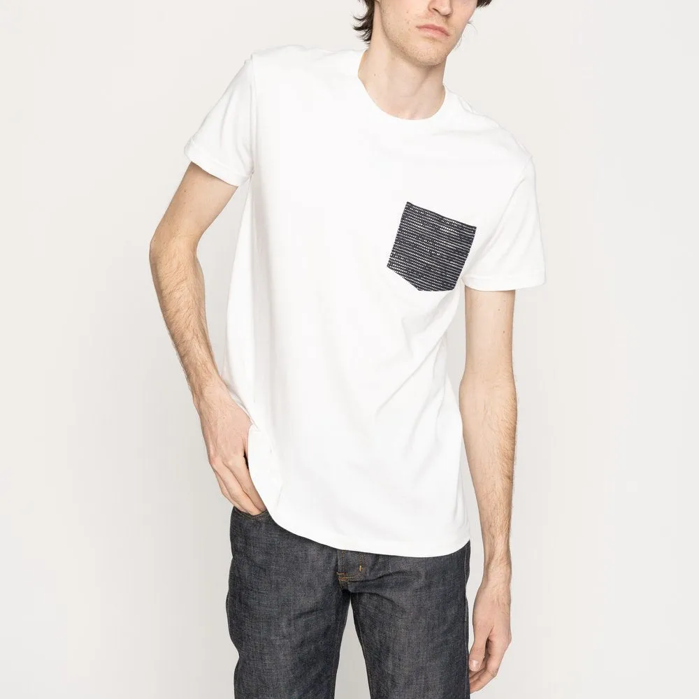 Pocket Tee (White   Slub Sashiko Denim)