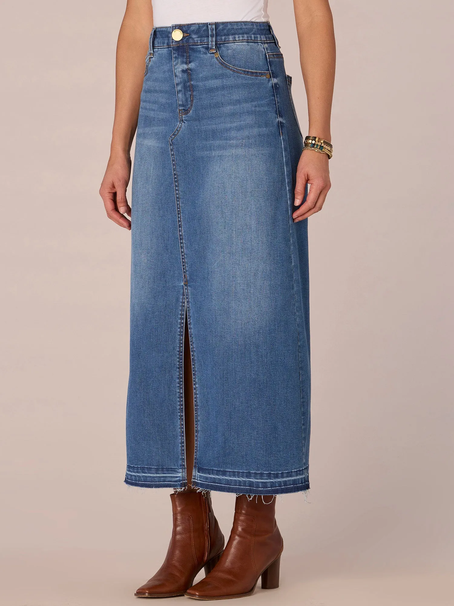 "Ab"solution High Rise Front Slit Skirt with Release Hem