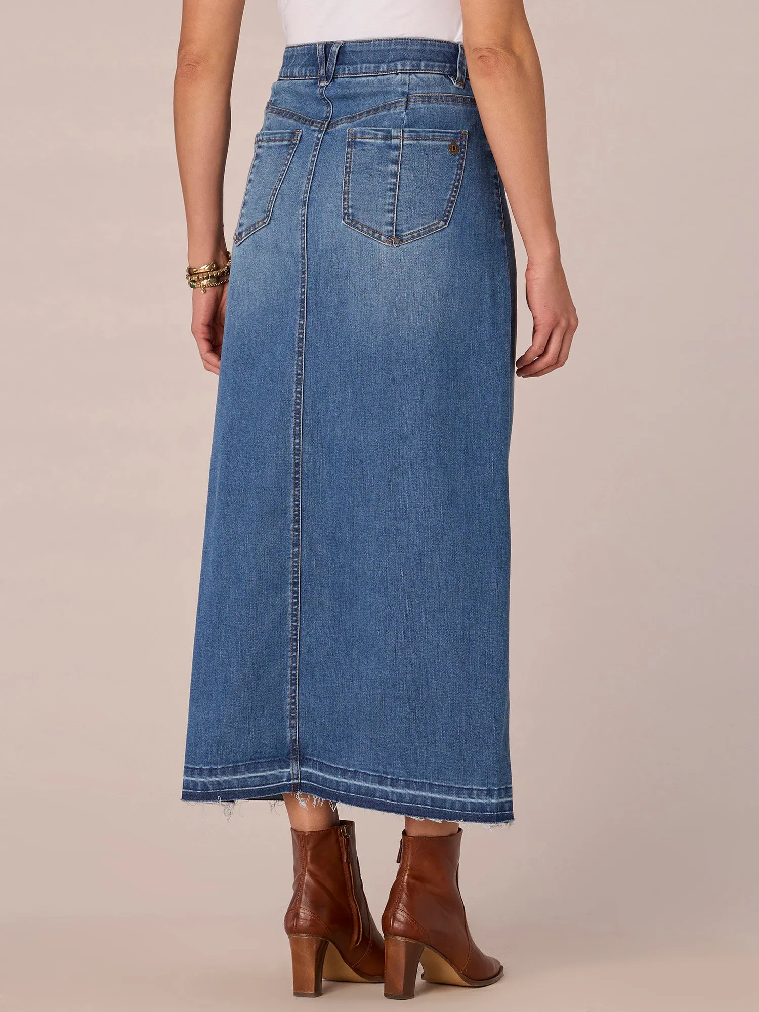 "Ab"solution High Rise Front Slit Skirt with Release Hem
