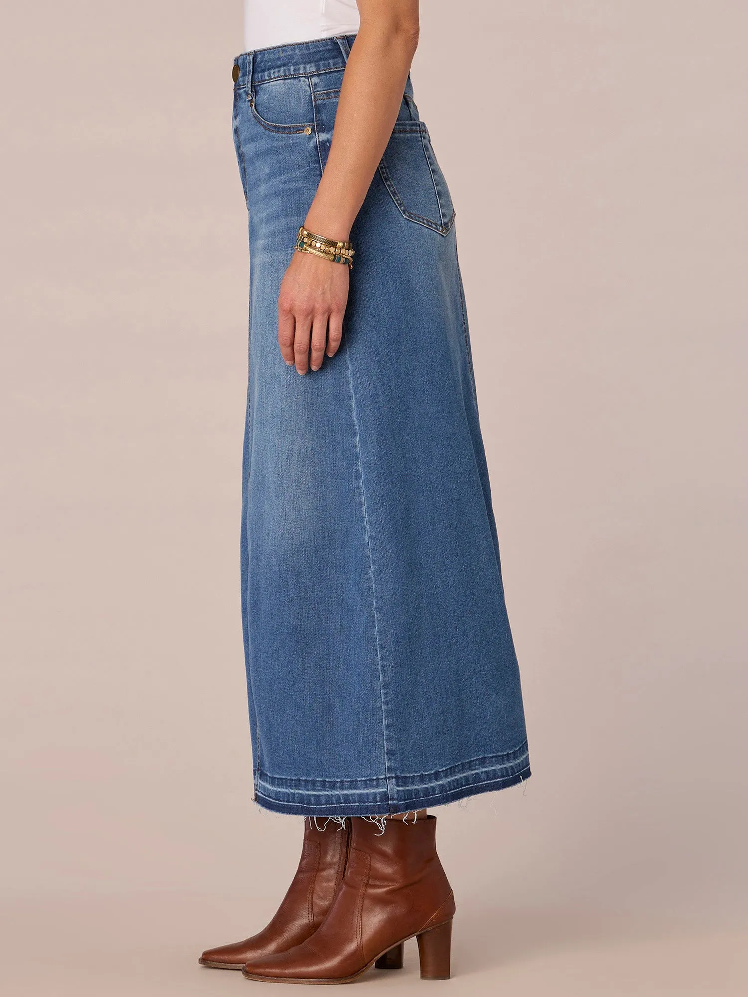 "Ab"solution High Rise Front Slit Skirt with Release Hem