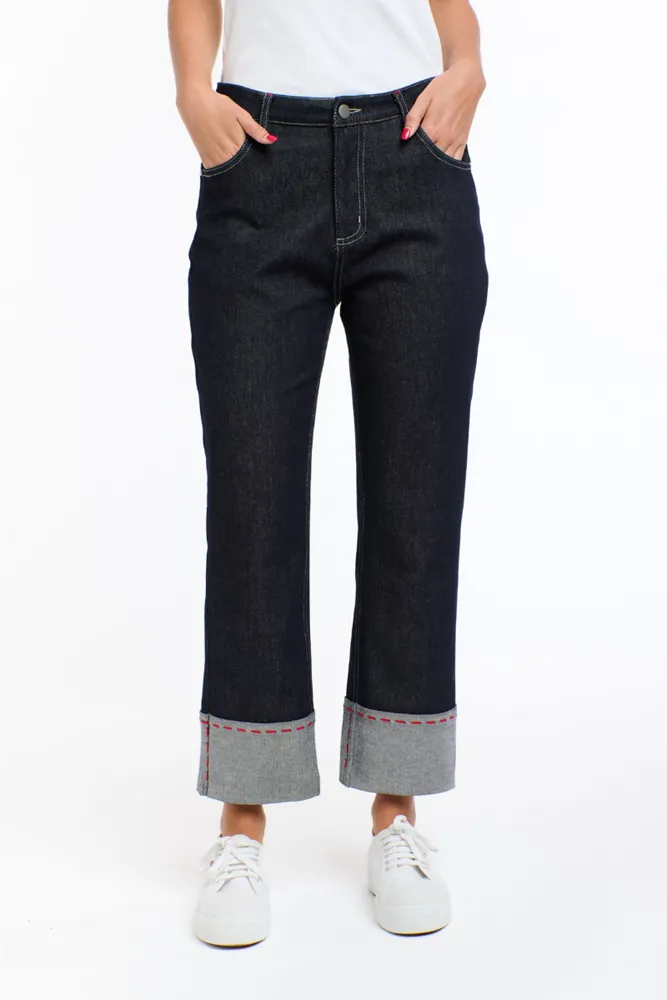 Red Stitch Dark Denim Jeans by 365 Days