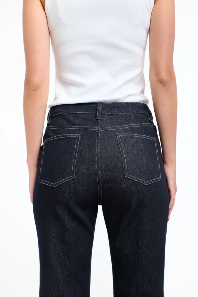 Red Stitch Dark Denim Jeans by 365 Days