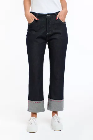 Red Stitch Dark Denim Jeans by 365 Days