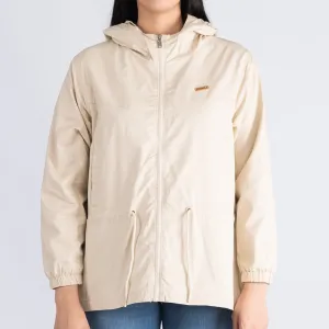 RRJ Basic Jacket for Ladies Relaxed Fitting with hoodie and pocket Nylon  Fabric Trendy fashion Casual Top Bomber Jacket for Ladies 132448 (Beige)