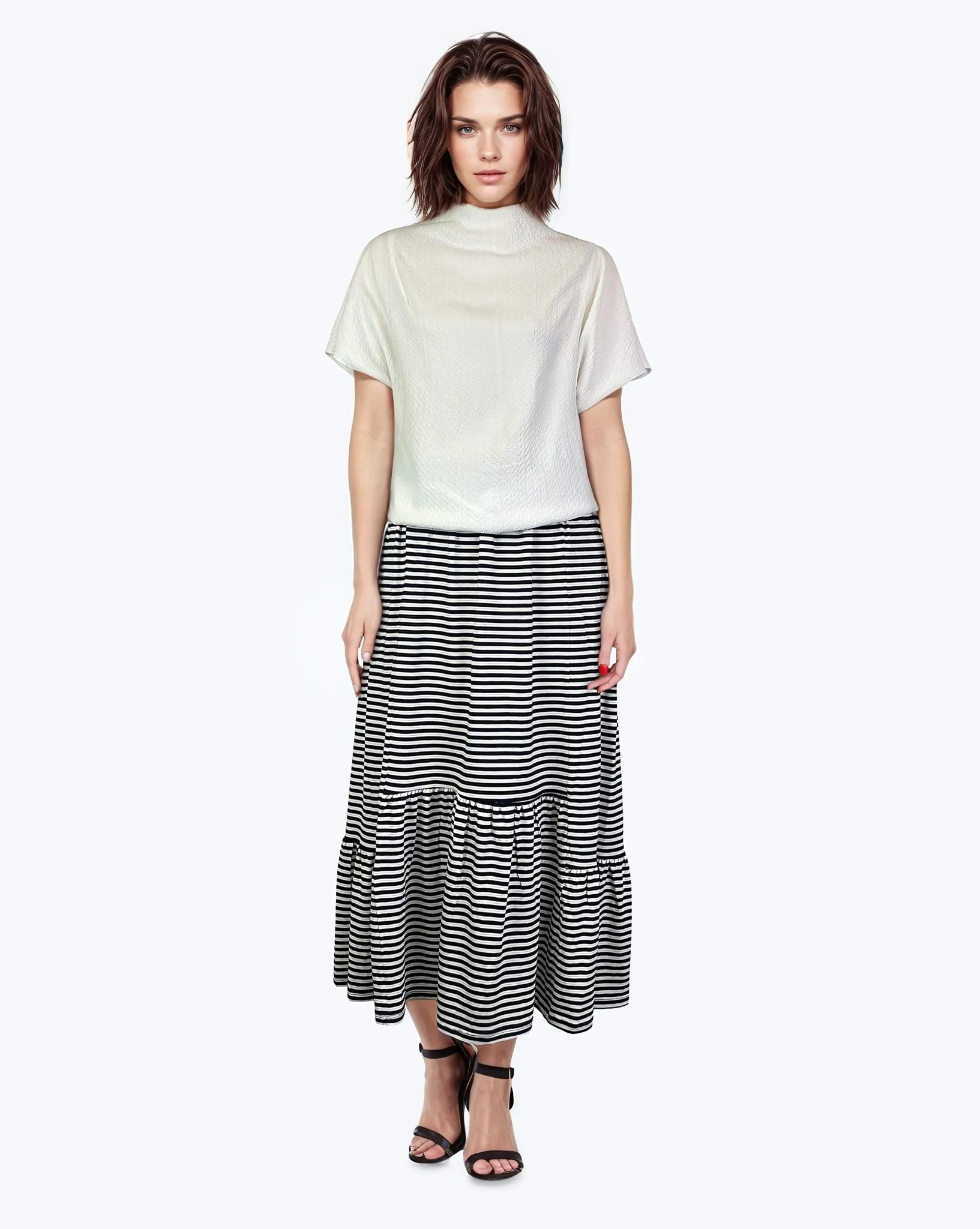 Ruffle Pannel Skirt D190756 Blue Stripe