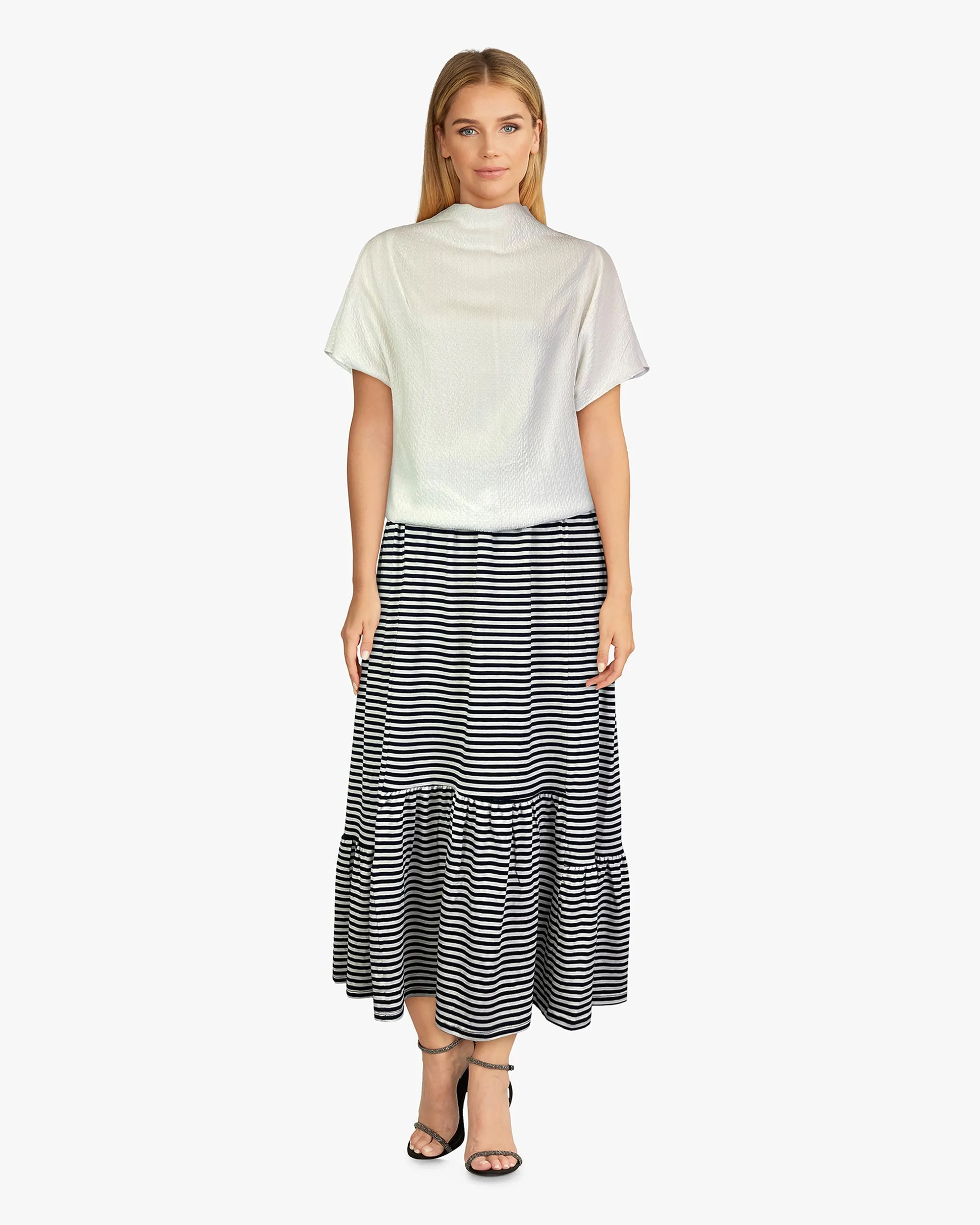 Ruffle Pannel Skirt D190756 Blue Stripe