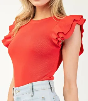 Ruffle Sleeve Lightweight Sweater