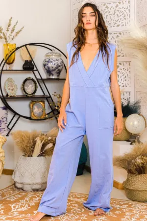 Sassy Sleeveless Surplice Solid Jumpsuit