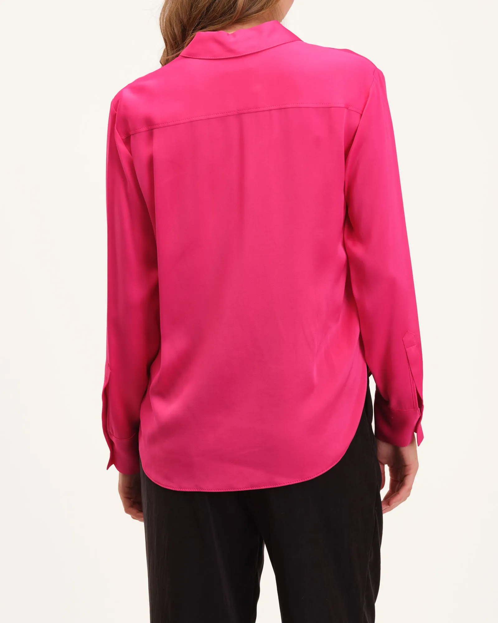 Satin High-Low Hem Shirt