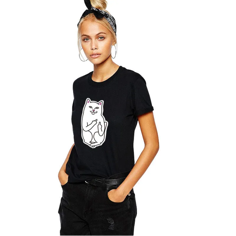 Scoop Cat Print Short Sleeves Regular T-shirt