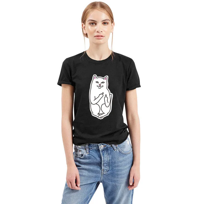 Scoop Cat Print Short Sleeves Regular T-shirt