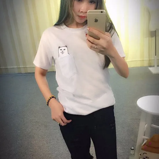 Scoop Cat Print Short Sleeves Regular T-shirt