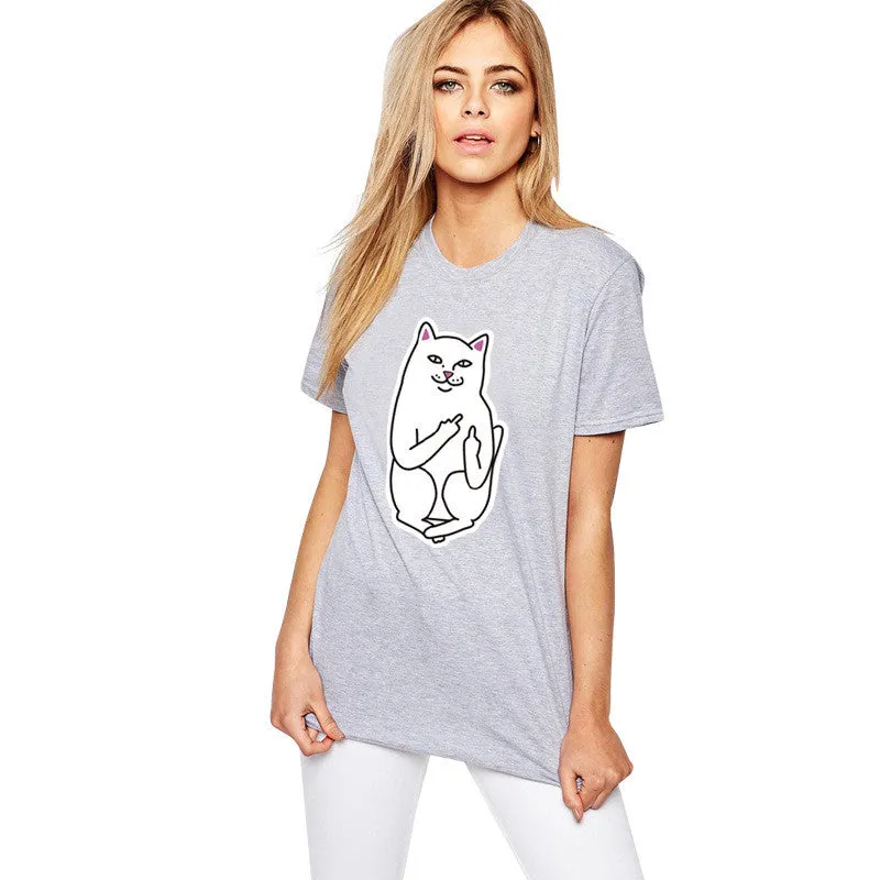 Scoop Cat Print Short Sleeves Regular T-shirt