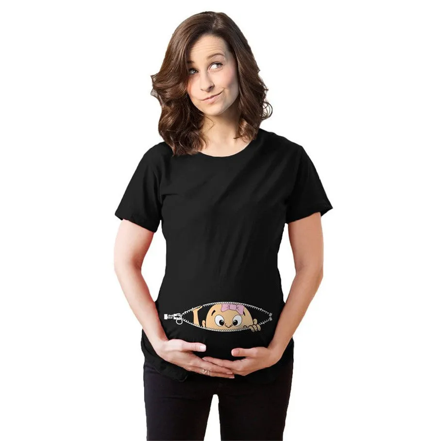 Scoop Naughty Print Loose Pregnant Regular T-shirt