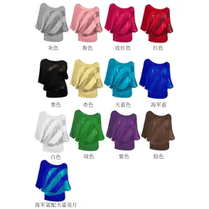 Scoop Patchwork Bat-wing Half Sleeves T-shirt