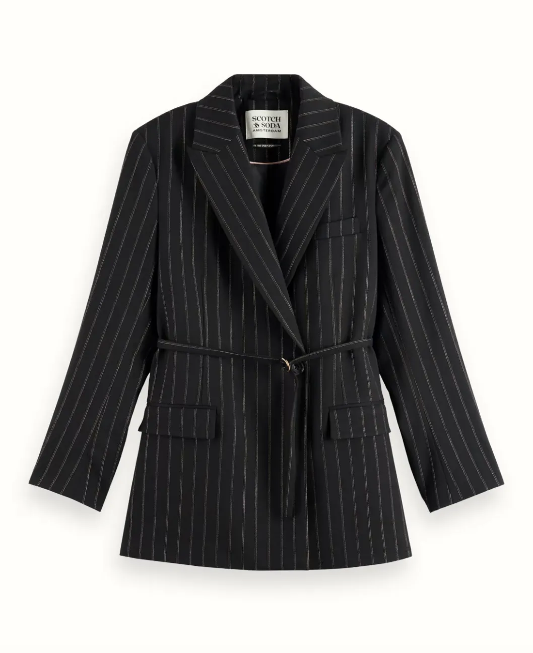 Scotch & Soda Lurex Pinstripe Blazer in Evening Black - FINAL SALE