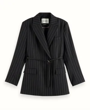 Scotch & Soda Lurex Pinstripe Blazer in Evening Black - FINAL SALE