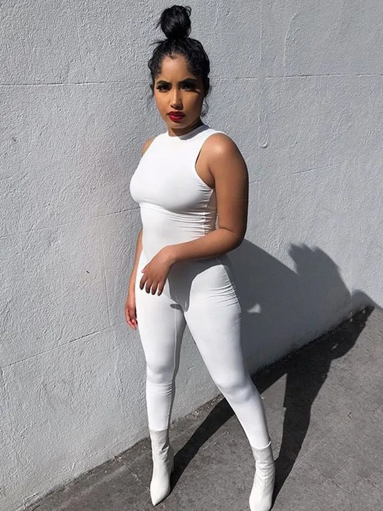 Sexy Women's Sleeveless Summer Jumpsuit With Zip-up Back