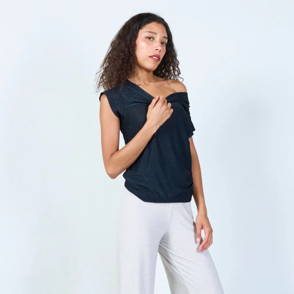 Shimmering cowl neck top wholesale