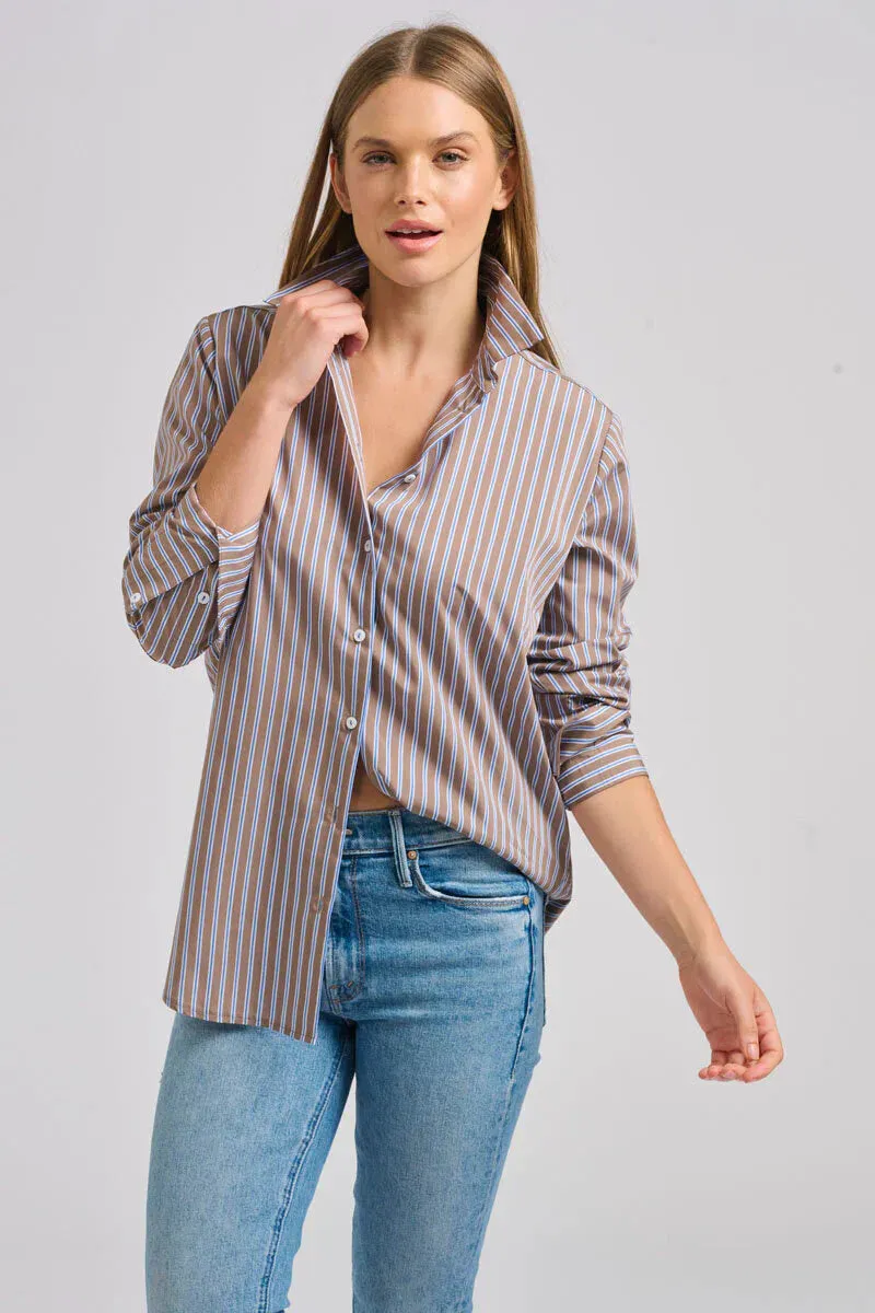 Shirty Classic Shirt with French Cuff - Porcini Stripe