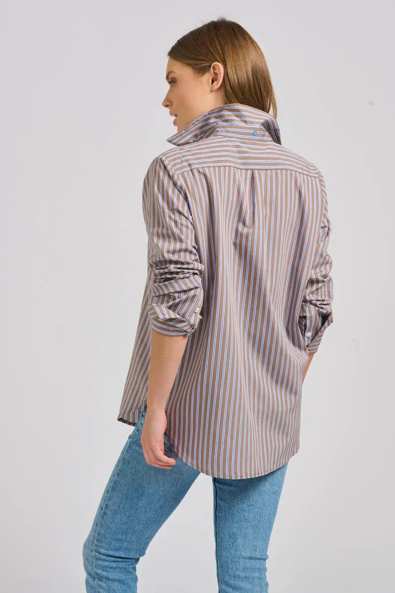 Shirty Classic Shirt with French Cuff - Porcini Stripe