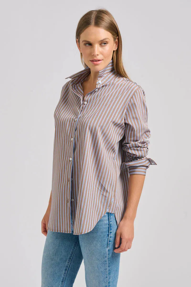 Shirty Classic Shirt with French Cuff - Porcini Stripe