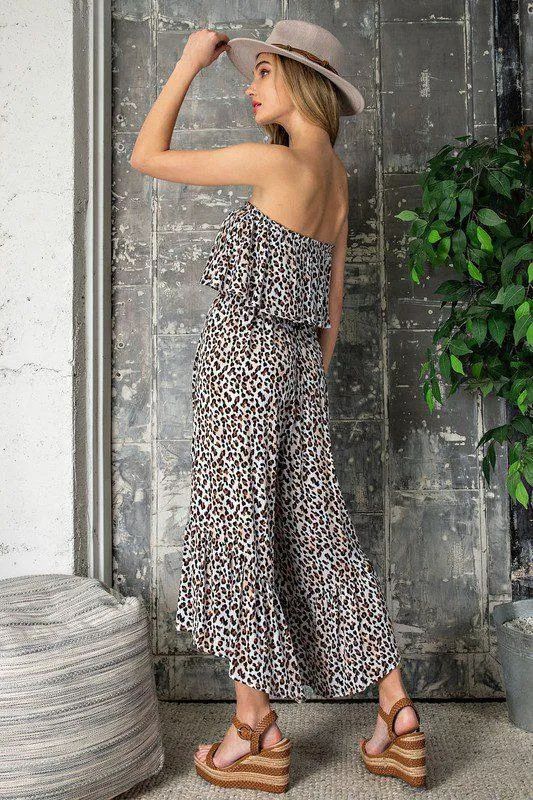 Strapless Animal Print Jumpsuit