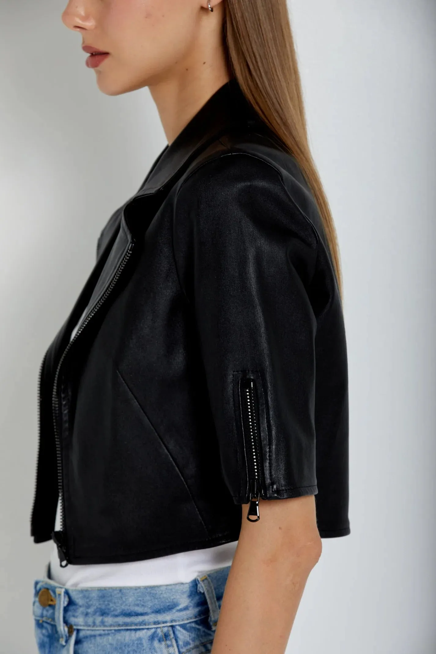 SUSAN BENDER SHORT SLEEVE MOTO BRANDY JACKET