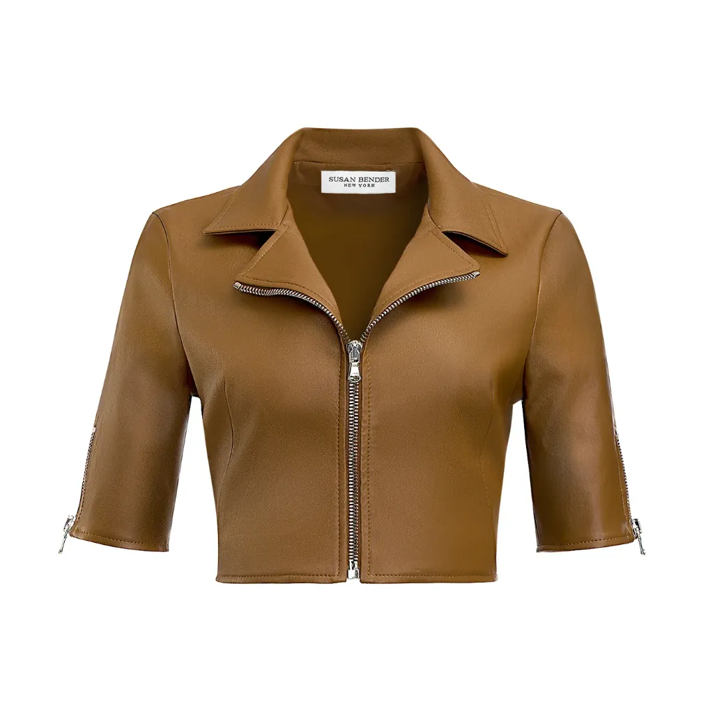 SUSAN BENDER SHORT SLEEVE MOTO BRANDY JACKET