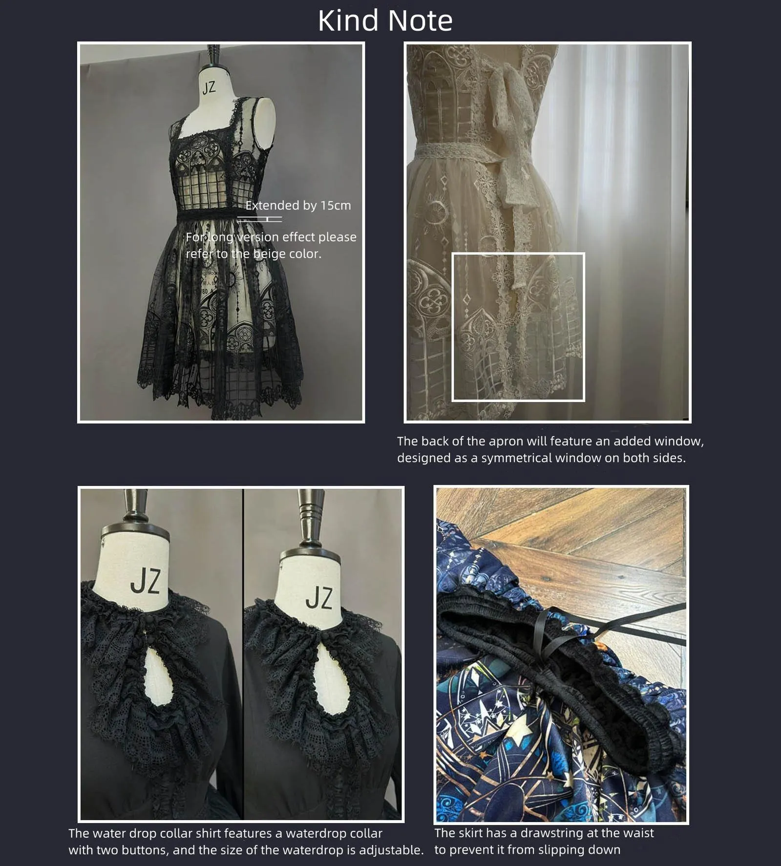 SUSIN~Night Traveler~Classic and Elegant Gothic Dress with Colorful Window Prints