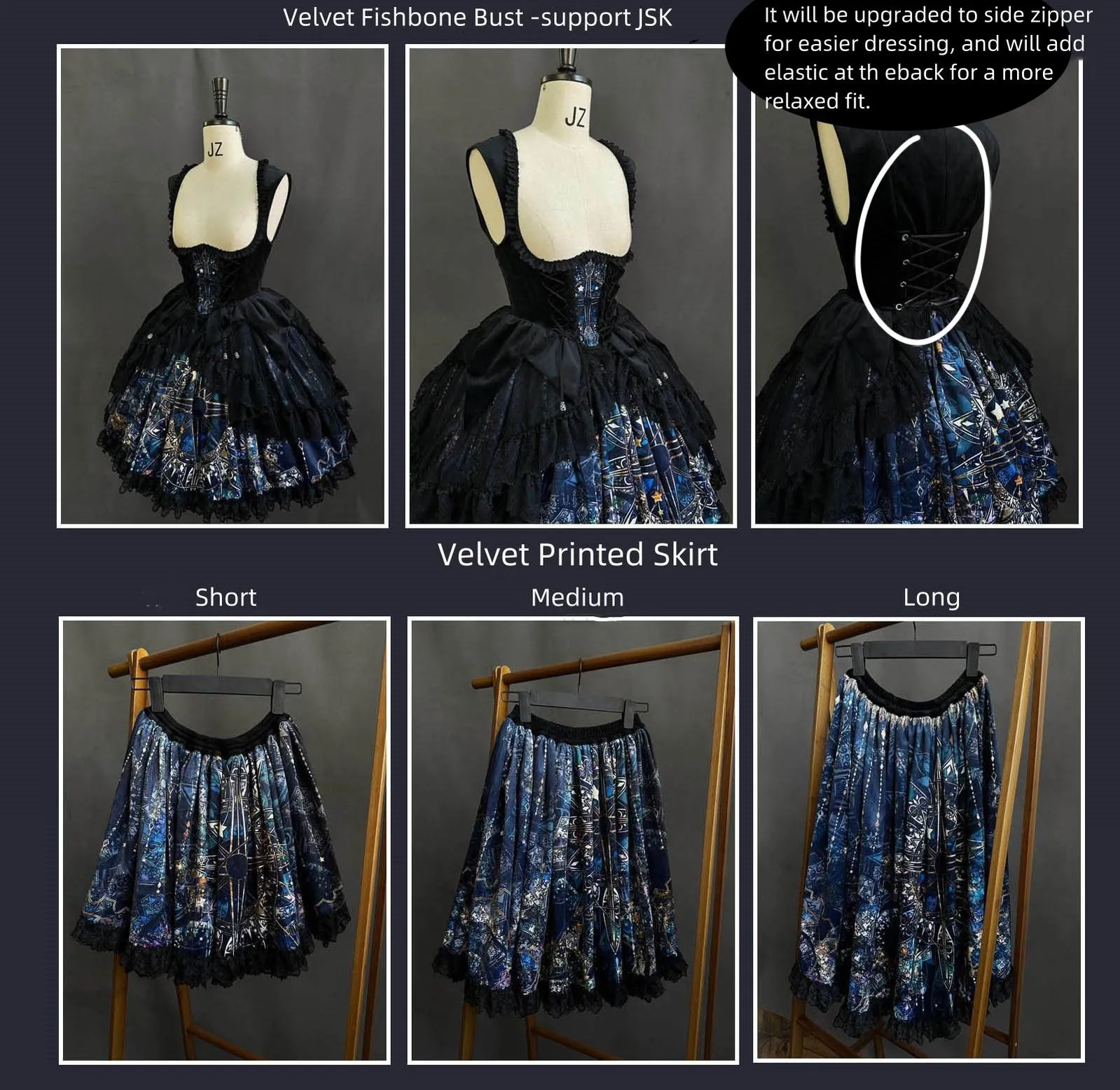 SUSIN~Night Traveler~Classic and Elegant Gothic Dress with Colorful Window Prints