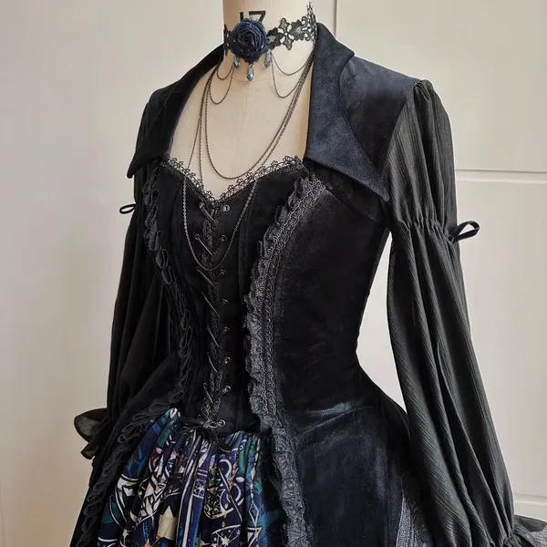 SUSIN~Night Traveler~Classic and Elegant Gothic Dress with Colorful Window Prints