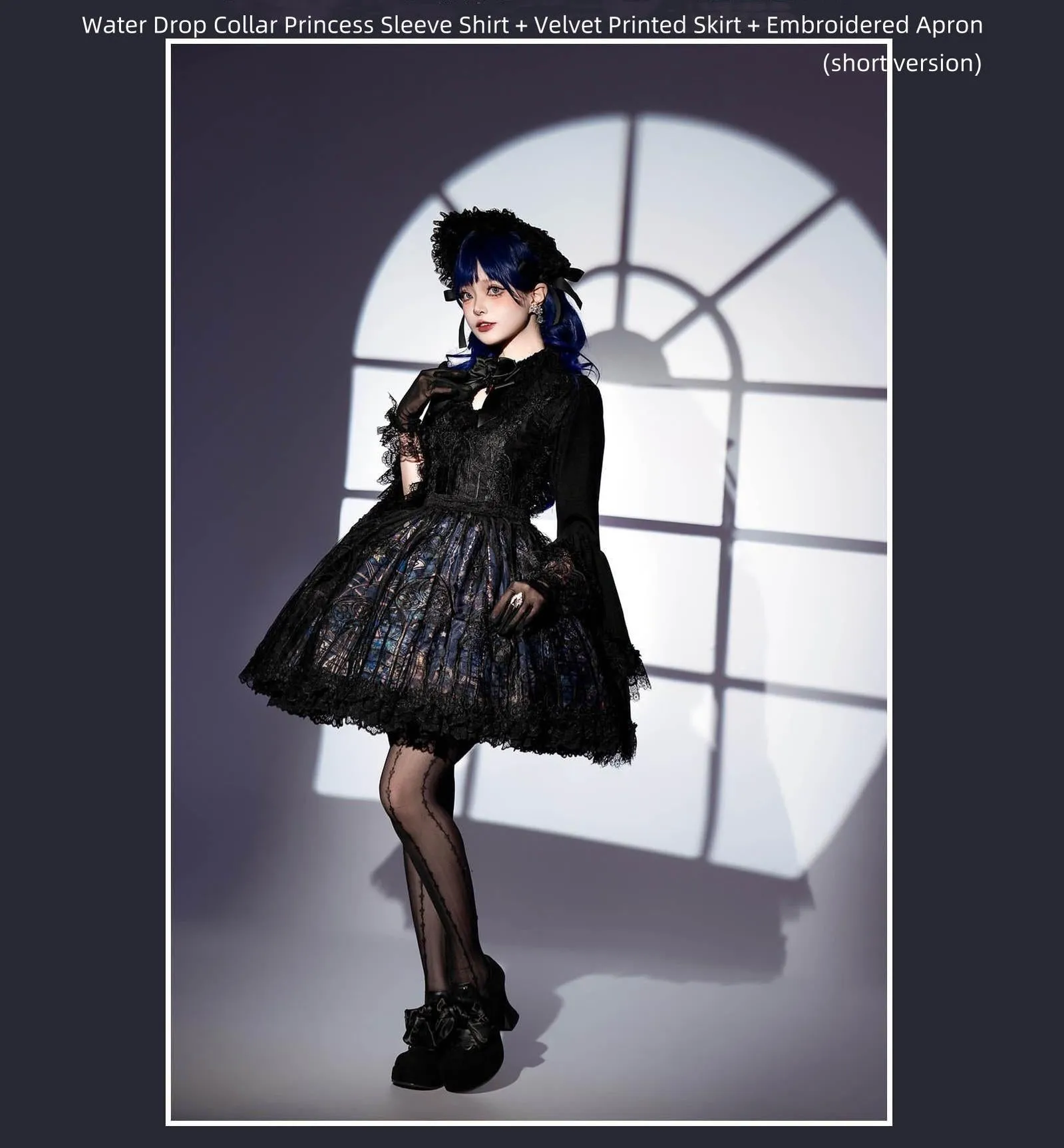 SUSIN~Night Traveler~Classic and Elegant Gothic Dress with Colorful Window Prints