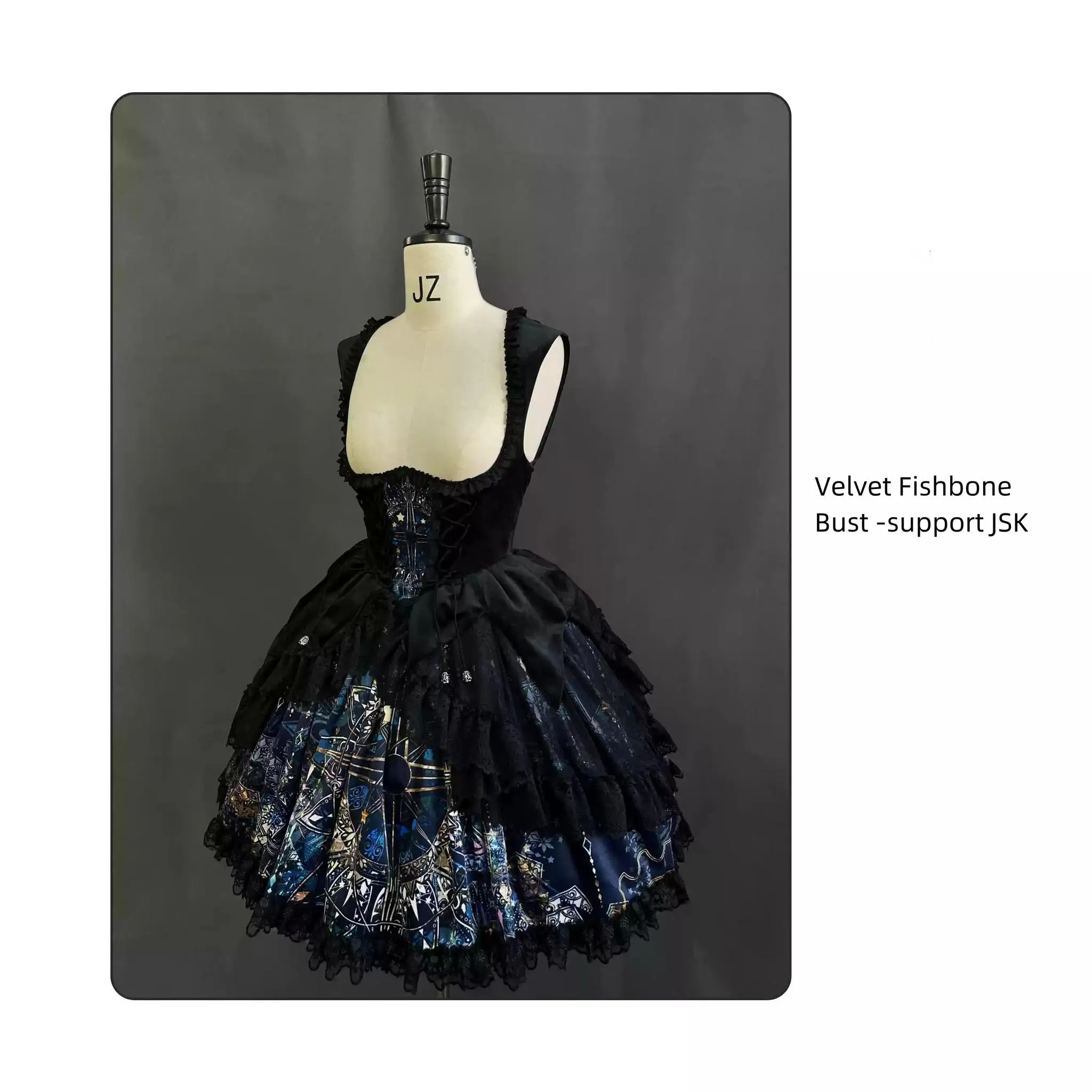 SUSIN~Night Traveler~Classic and Elegant Gothic Dress with Colorful Window Prints