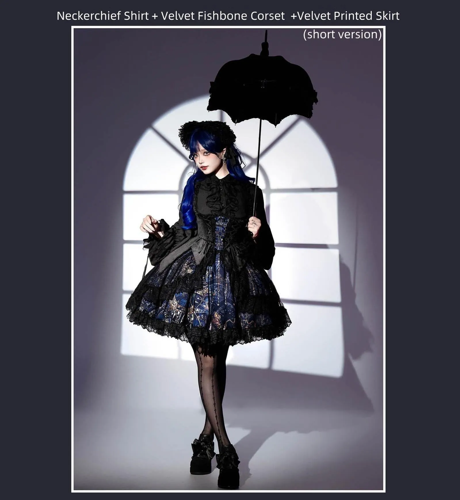 SUSIN~Night Traveler~Classic and Elegant Gothic Dress with Colorful Window Prints