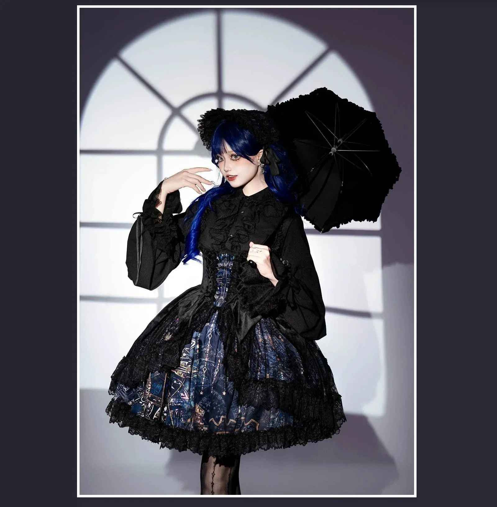 SUSIN~Night Traveler~Classic and Elegant Gothic Dress with Colorful Window Prints