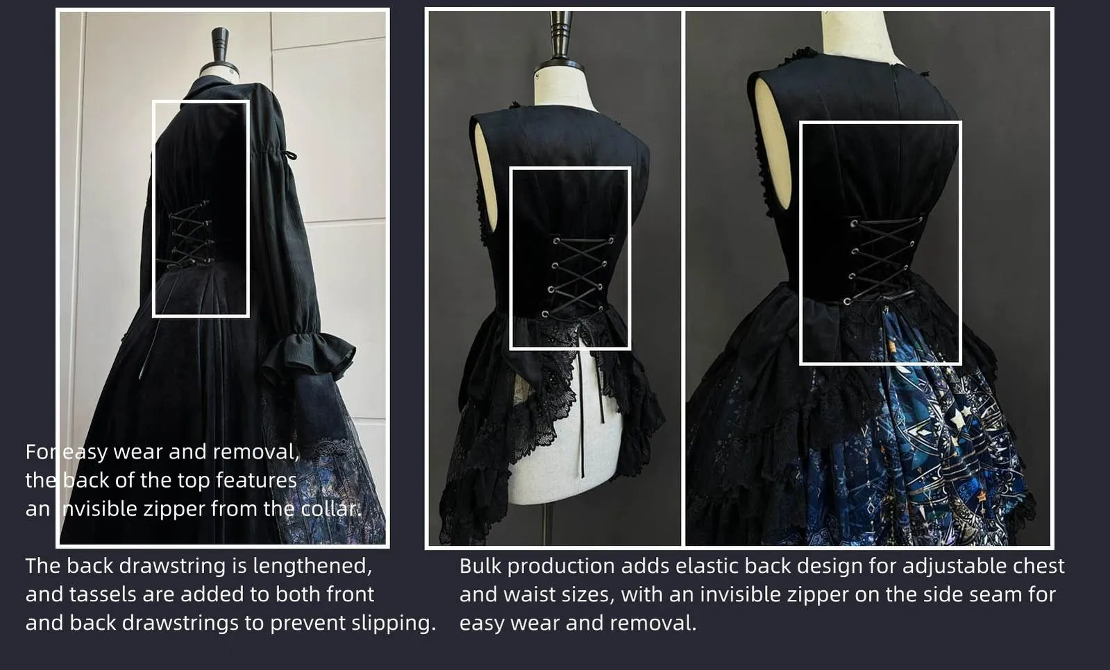 SUSIN~Night Traveler~Classic and Elegant Gothic Dress with Colorful Window Prints