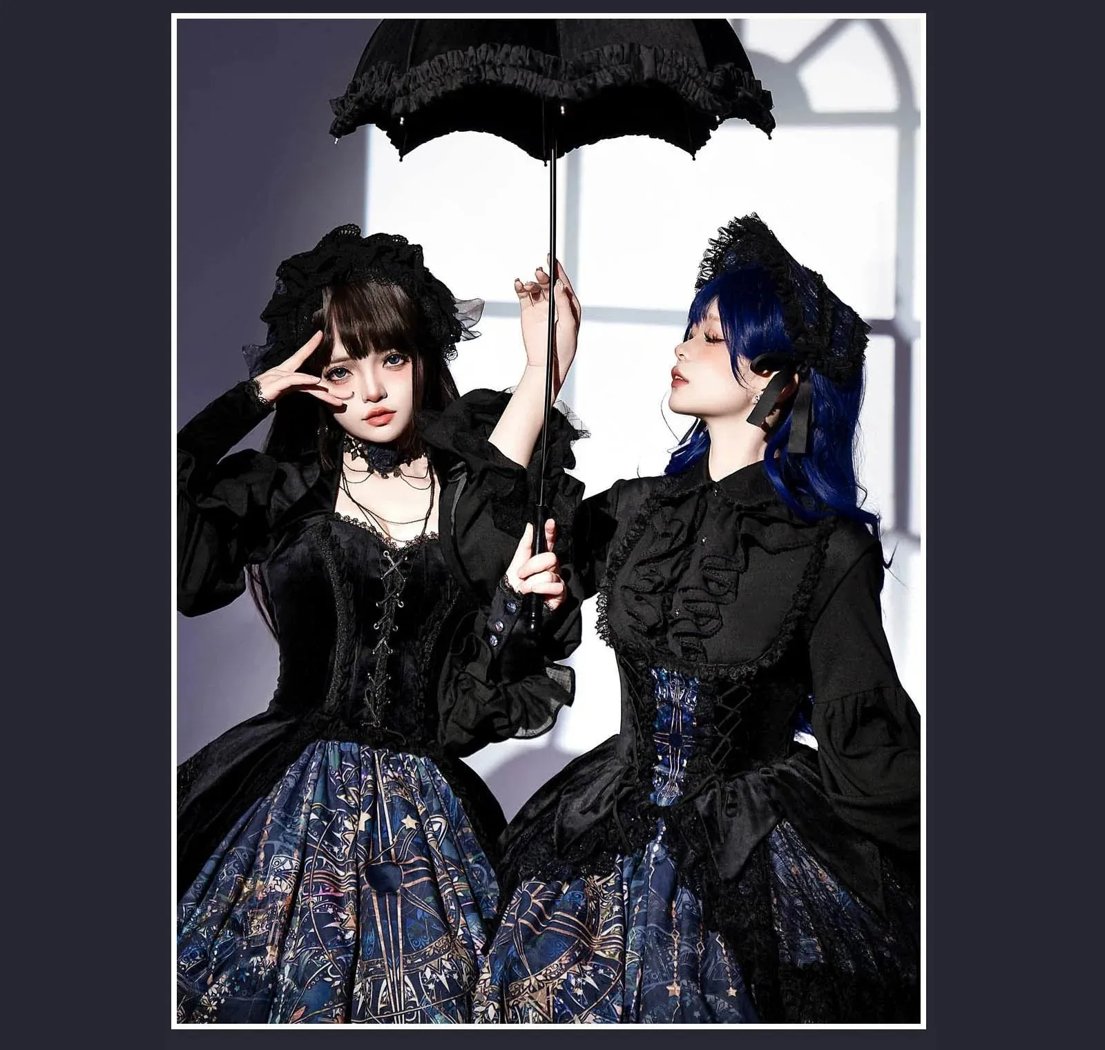 SUSIN~Night Traveler~Classic and Elegant Gothic Dress with Colorful Window Prints