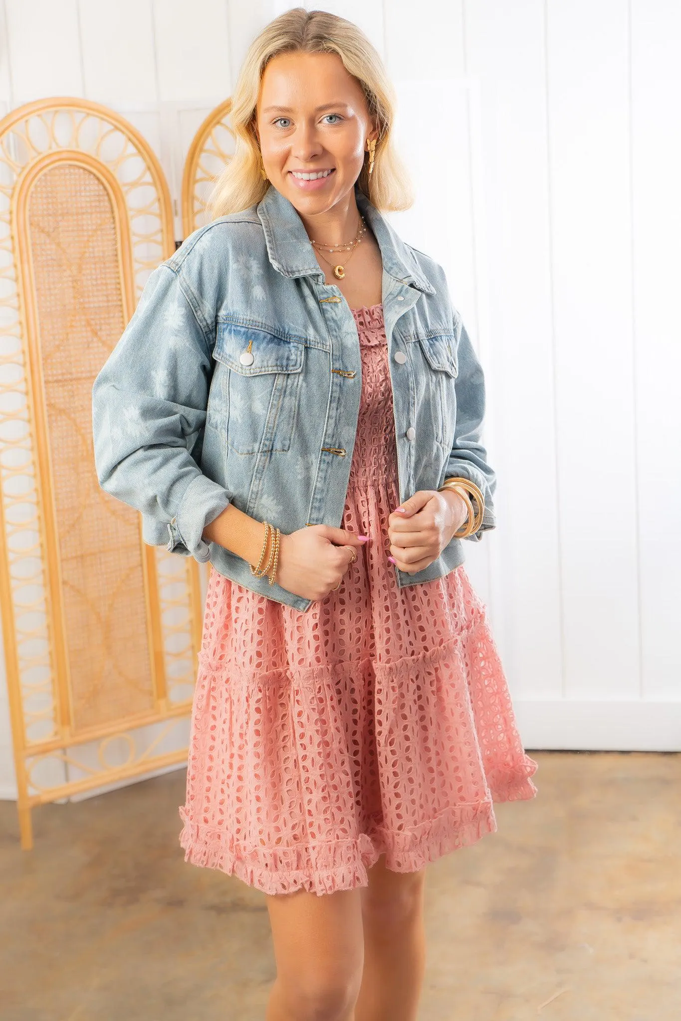 Swept Away Floral Printed Denim Jacket