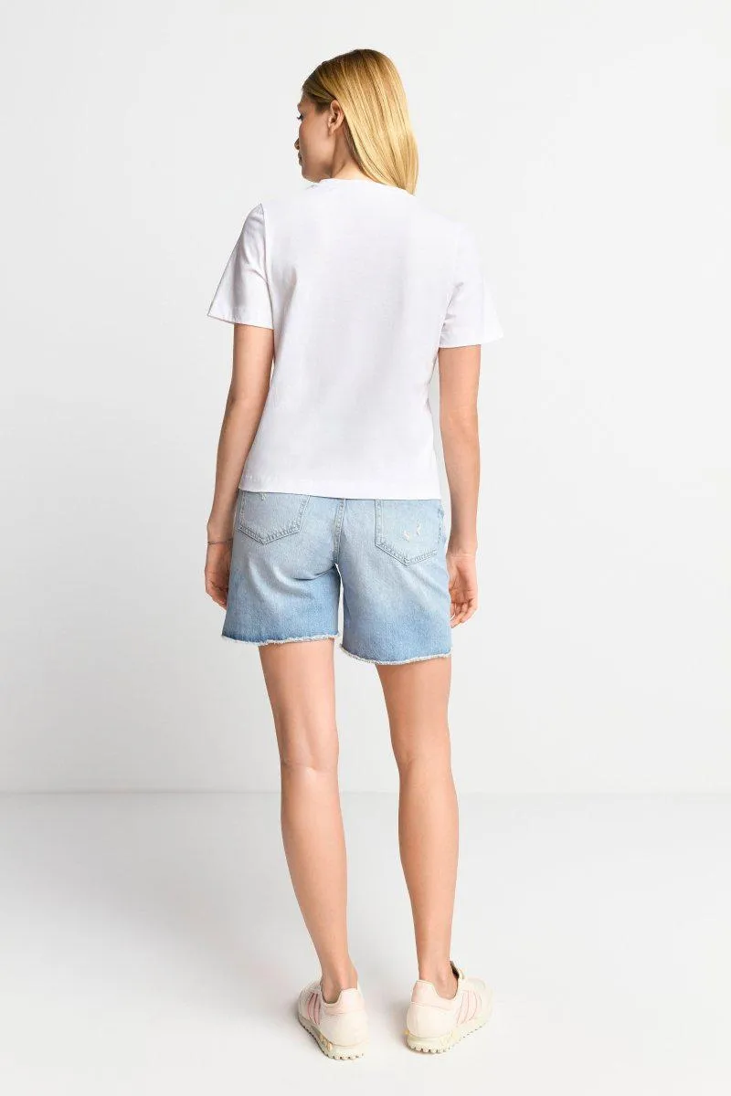 T-Shirt mit strassverziertem Print