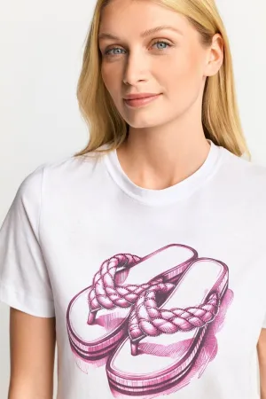 T-Shirt mit strassverziertem Print