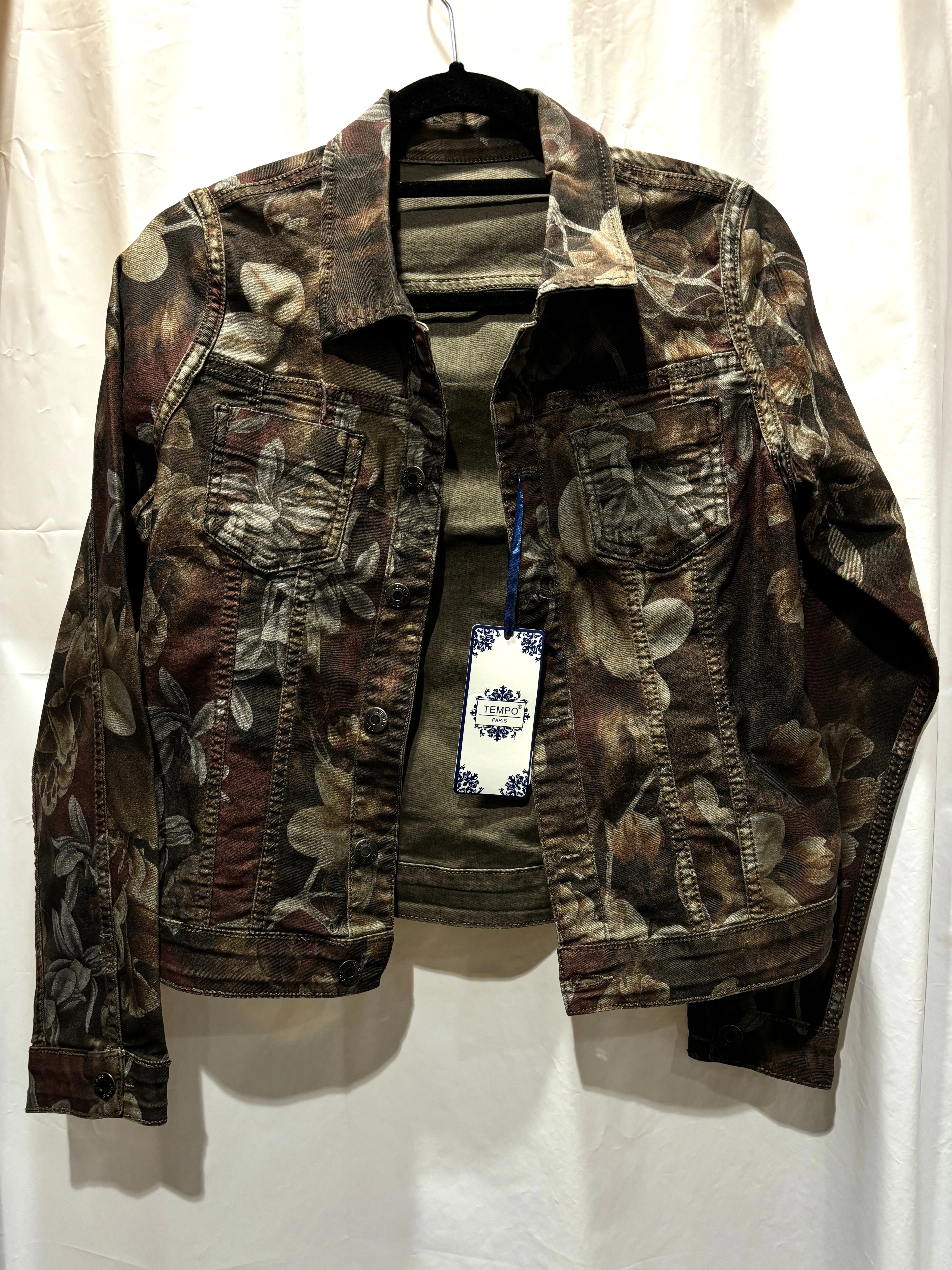 Taupe or Cognac Reversible Floral Jean Jacket