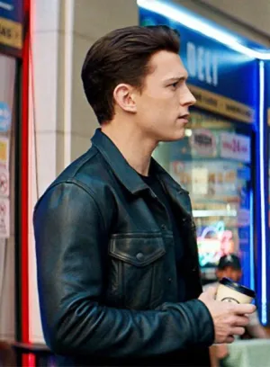 TOM HOLLAND JACKET | UNCHARTED LEATHER JACKET MEN CELEBRITY JACKET