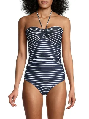 Tommy Hilfiger Striped One-Piece Swimsuit Navy Blue One Piece Swimsuit Size 12