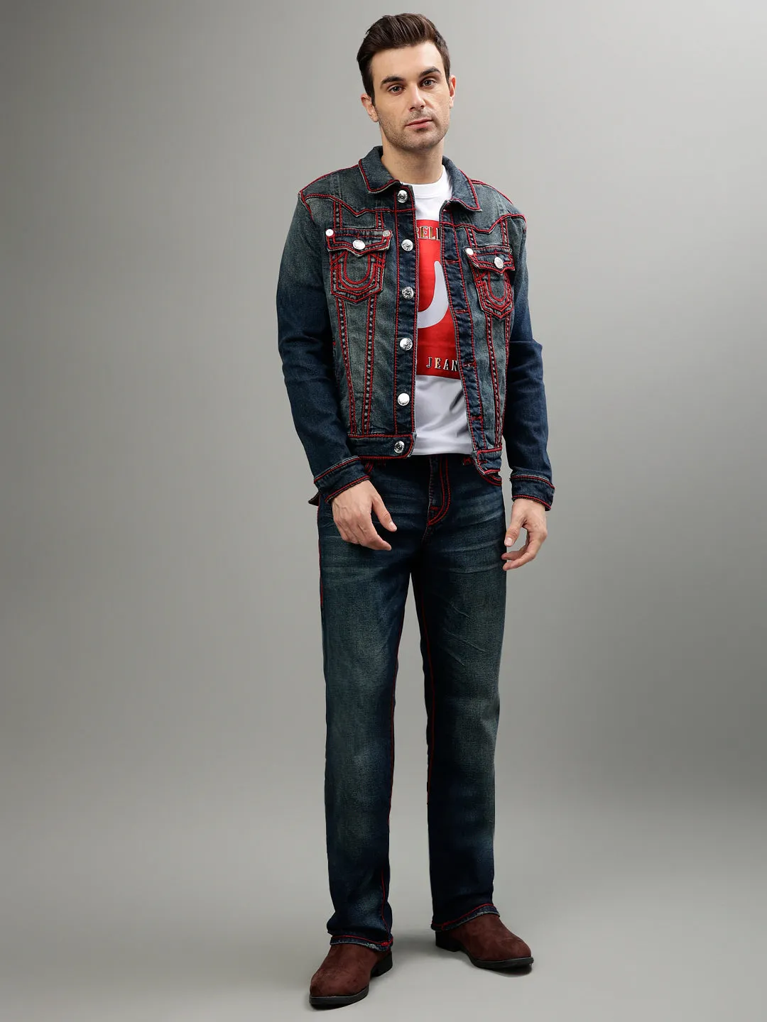 True Religion Men Solid Shirt Collar Full Sleeves Jacket