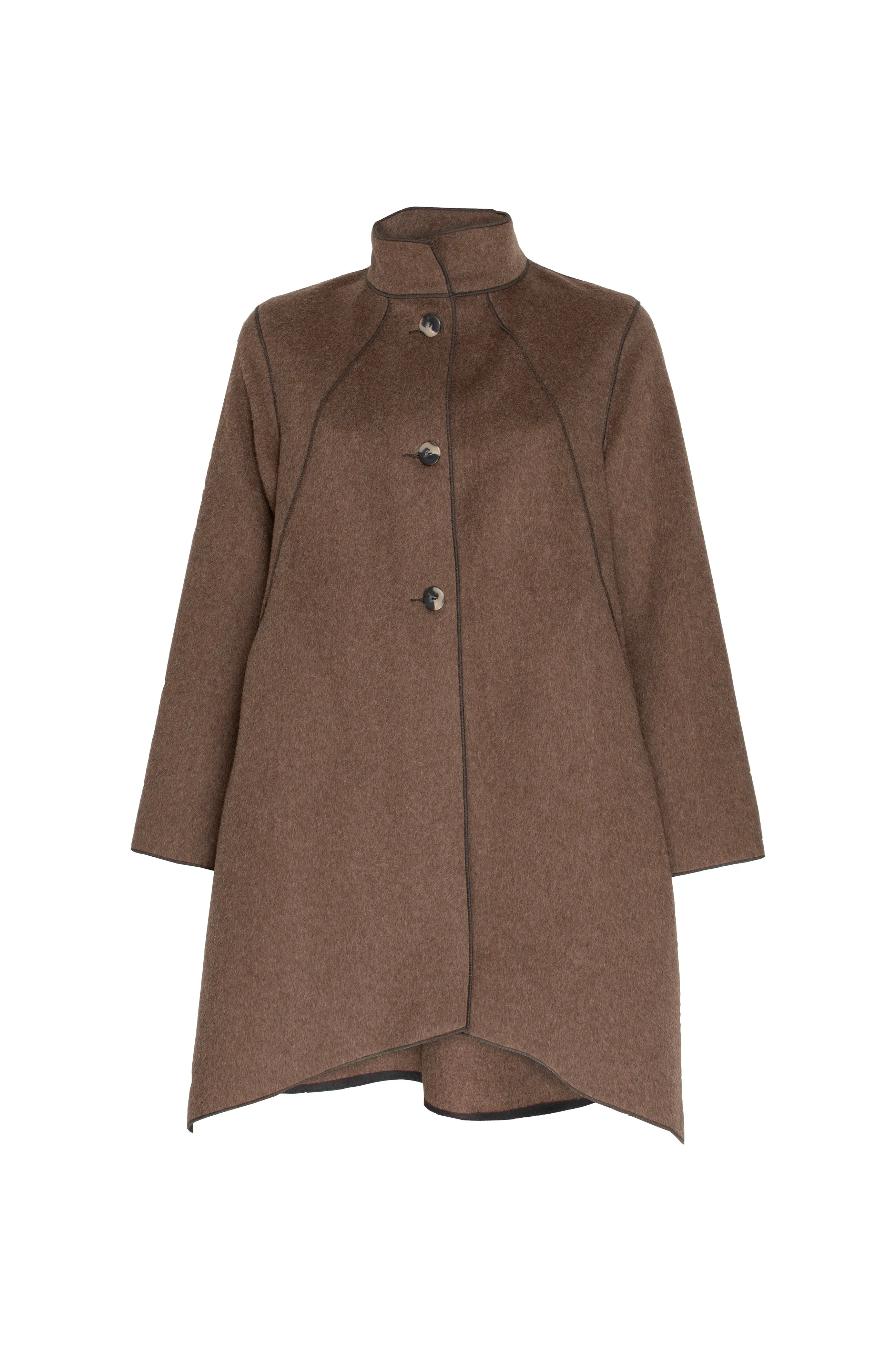 Uneven Hem Coat - Mocha 4606