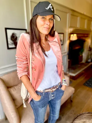 Victoria Velvet Blazer Vintage Pink