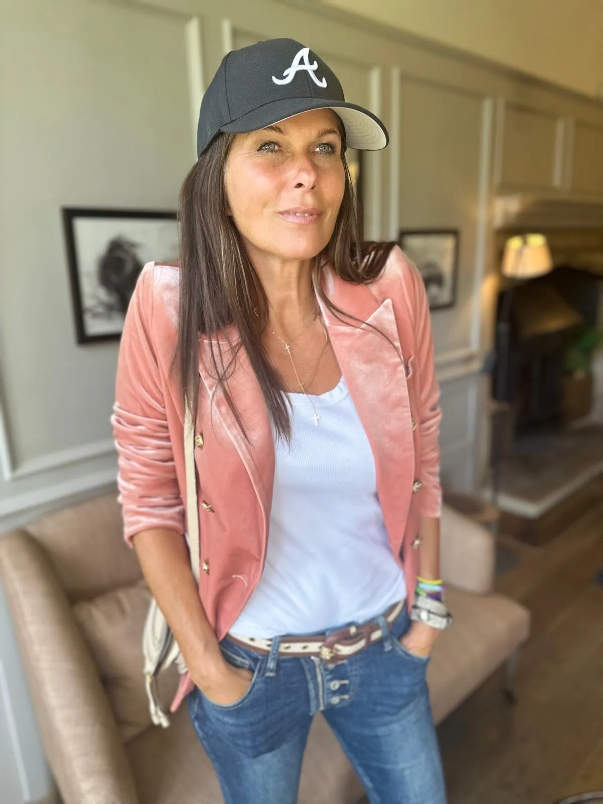 Victoria Velvet Blazer Vintage Pink